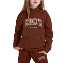 Ensemble sweat à capuche et pantalon pour enfants, survêtement chaud et uni pour garçons