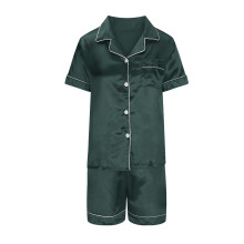 Tacar Pijamaí Satin Síoda do Mhná Barr agus Gearr-Mhunchille Gearra