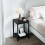 Black bedside table with 2 shelves and adjustable height 1