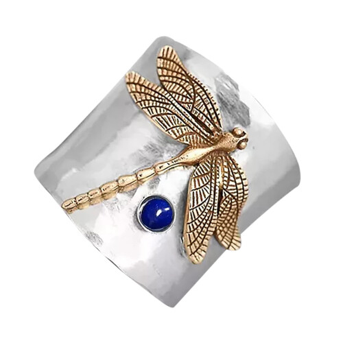 Sterling Silver Dragonfly Ring with Sapphire and Diamonds