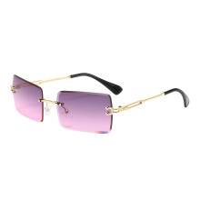 Lunettes de soleil rectangulaires sans monture, unisexes, protection UV 400