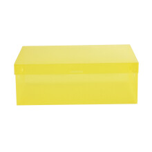 Comefolife gennemsigtig skoæske med flipfunktion, gul 28x9x18 cm