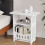 White PVC Bedside Table Small Storage Cabinet 5