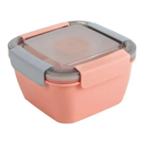 Salad container Japanese style double layer pink lunch box 1