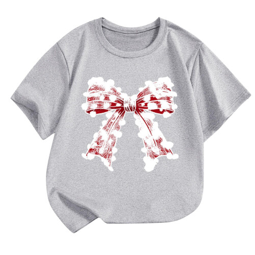 Blød, kortærmet glitter-T-shirt til piger, grå, 3-4 år