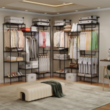 Heavy Duty Clothes Rack Metal Freestanding 8 Shelves 4 Rods