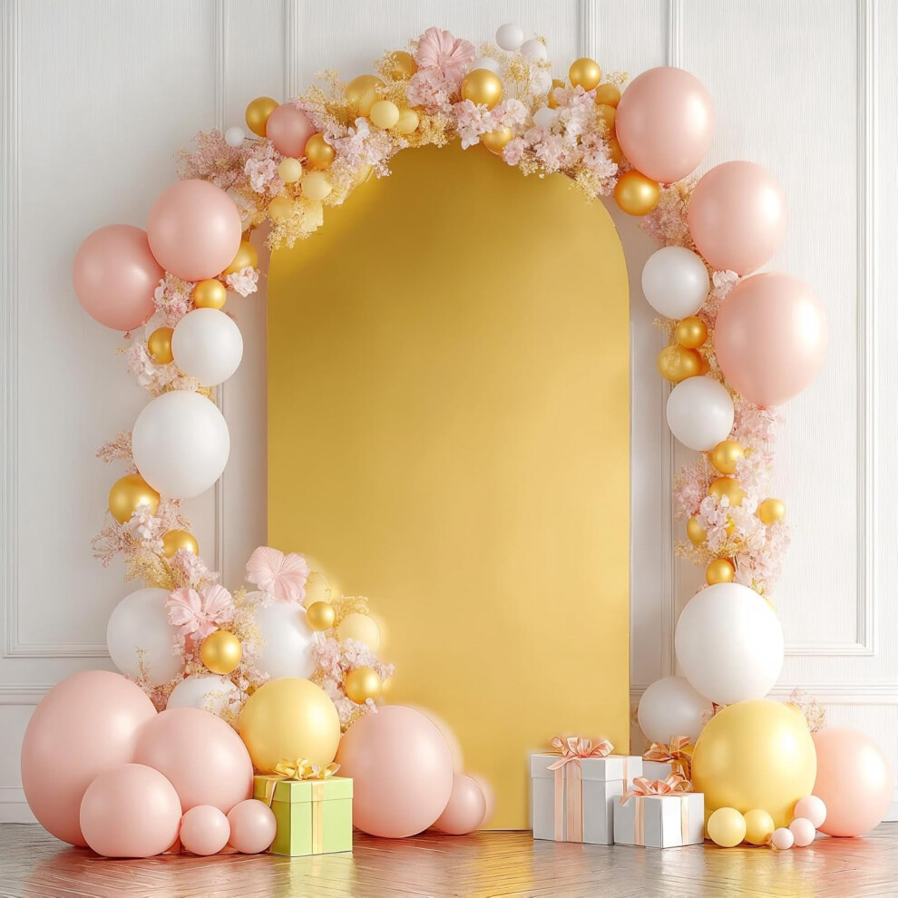 Wedding Arch Cover Spandex Double-Sided 7.2 Ft Gold 9418476929632