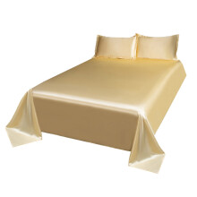 Comefolife satin bed sheet set queen yellow 3 pcs