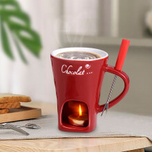 Zestaw kubków do fondue, ceramiczny, 4-częściowy, czerwony