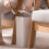 QTBIUQ Rectangle Bathroom Trash Can with Press Lid White 8