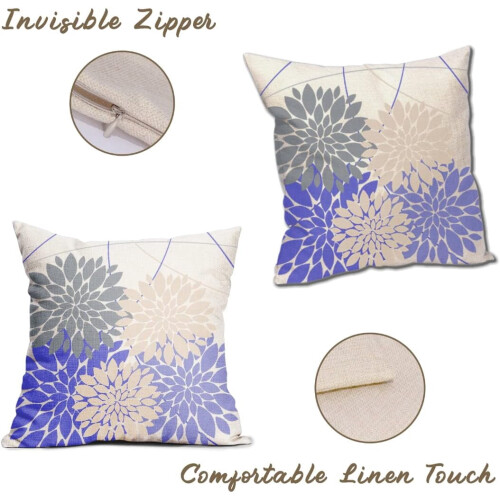Conjunto de 2 capas de almofada Dahlia em linho, 45x45cm (18x18 polegadas). 1