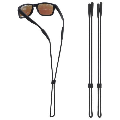 Black Adjustable Eyeglass Strap Nylon 14 inch 2 pack 1