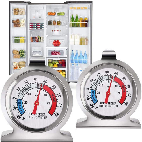 Refrigerator Thermometer Stainless Steel Red Indicator