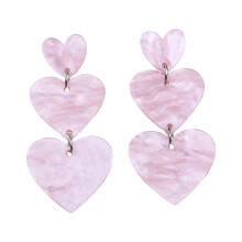 Pink Heart Dangle Earrings Hypoallergenic Lightweight Set