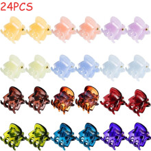 Mini Hair Claw Clips Plastic No-Slip 24pc Assorted Colors