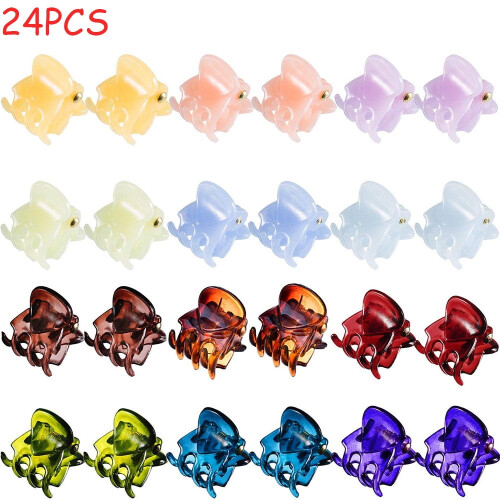 Mini Hair Claw Clips Plastic No-Slip 24pc Assorted Colors