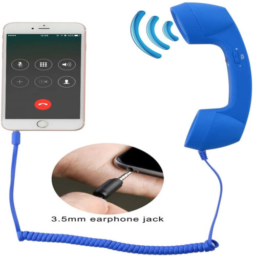 Retro 3.5mm telephone handset mic speaker black 2