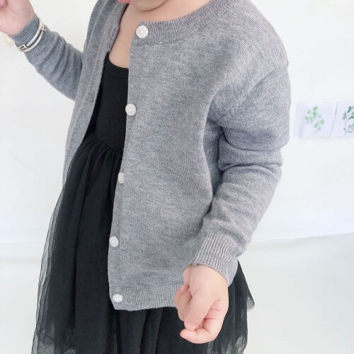 Mädchen-Strickjacke, Grau, 18-24 Monate
