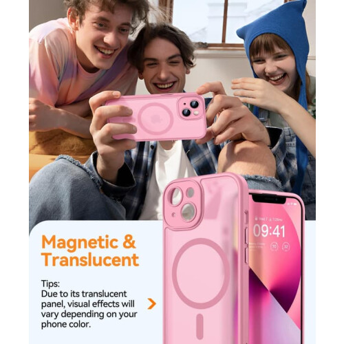 Magnetisk iPhone-deksel med full kamerabeskyttelse, knallrosa, 2