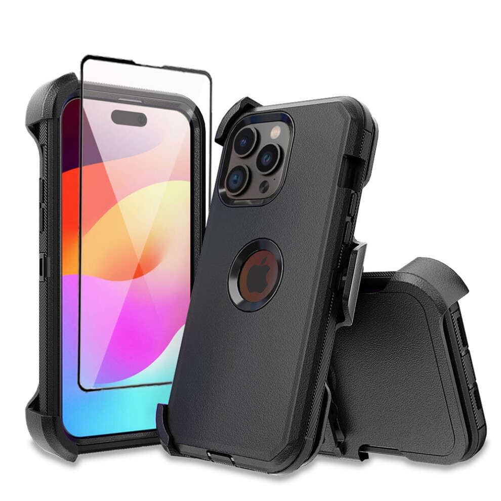 Iphone 16 Pro Case With Screen Protector And Belt Clip Black 9130661244220