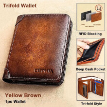 Genuine Leather RFID Wallet for Men Brown Vintage Thin