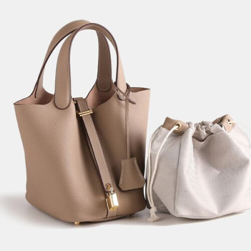 Elefantengraue Beuteltasche aus echtem Leder 1 1