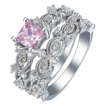 Women's Christmas Wedding Ring Set with Zircons