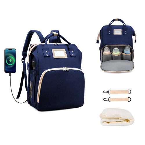 Waterproof Diaper Bag Backpack Black with Changing Pad