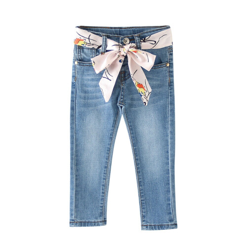 Girls' stretchy solid full-length leggings with pockets 1