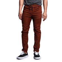 Men's drop crotch jogger twill pants dark wheat 5X-Large