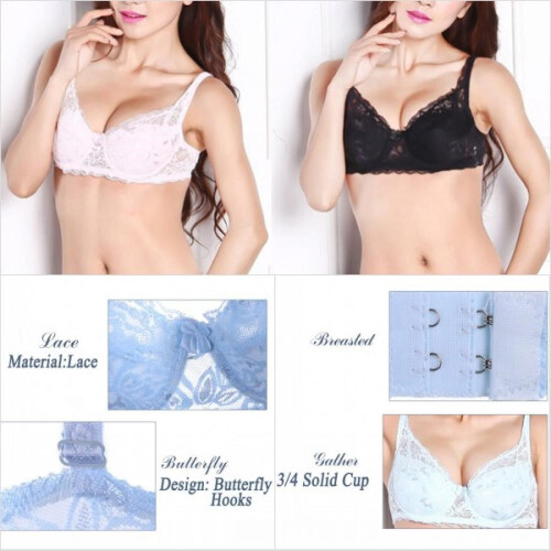 Σουτιέν Push Up για Γυναικεία Demi Cup με Μπανέλα και Ενίσχυση, Δαντέλα 32-40B 2