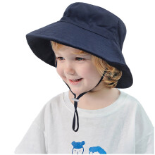 Katoenen bucket hat voor baby's en peuters, marineblauw, 1 stuk