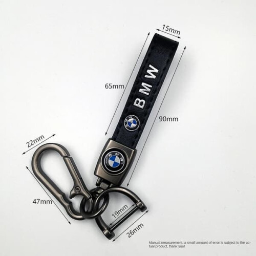 Car-themed leather keychain with silver hardware 2