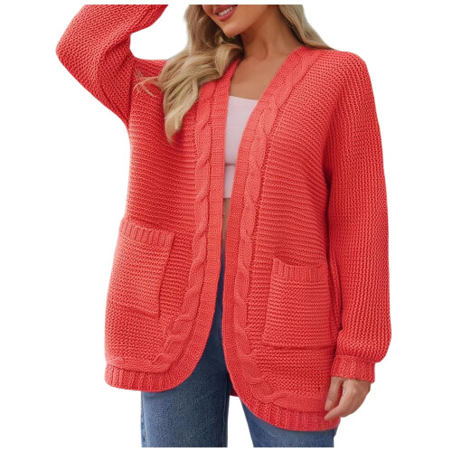 Women's Open-Front Knitted Cardigan Sweater Midweight