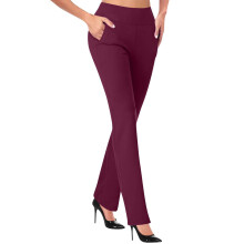 Pantalones rectos elásticos para mujer con bolsillos.
