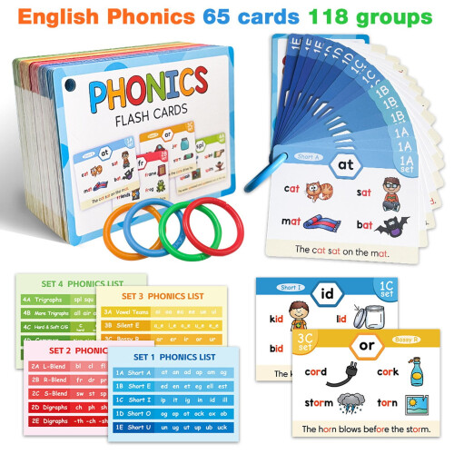 Phonics Flash Cards Blends and Long Vowels 65 pcs 2