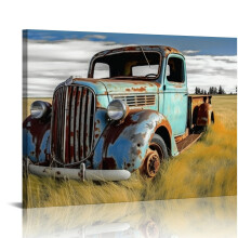 Lerretsbilde av vintage semitrailer, svart og hvitt, 24x36