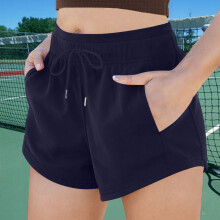 Pantalones cortos deportivos de algodón para mujer con bolsillos y cordón ajustable, ideales para el verano.