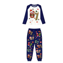Julefamilie pyjamassæt mørkeblåt langærmet 2-delt 7 år
