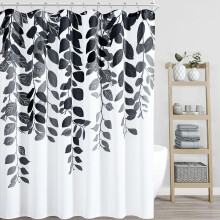 Schwarzer Duschvorhang 72x84 Botanisches Eukalyptus-Aquarell