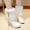 Bottes courtes blanches à talons hauts et strass YOUSNH, pointure 6,5 1