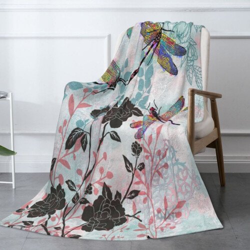 Manta Dragonfly de flanela ultramacia, 101,6 x 76,2 cm (40 x 30 polegadas)