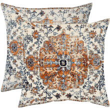 Obliečky na vankúše Boho bavlna-ľan, sada 2 kusov 16x16 palcov
