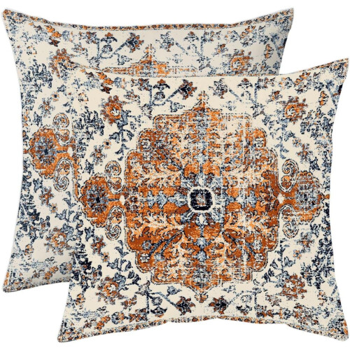 Μαξιλαροθήκες boho βαμβάκι-λινό 16x16 ίντσες σετ 2 τεμαχίων