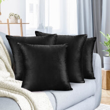 Vierkant kussenhoes van fluweel, zacht en decoratief, 22x22 inch, zwart