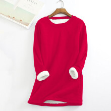 Rotes Langarm-T-Shirt-Kleid für Damen aus Polyester 1