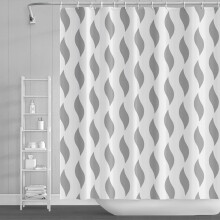 Cortina de ducha geométrica gris de 72x84 pulgadas, impermeable.