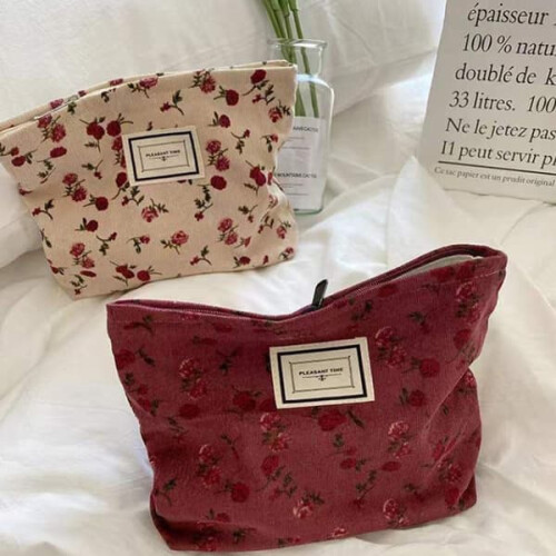 Manchester Blumen-Kosmetiktasche, rosa, große Clutch 2