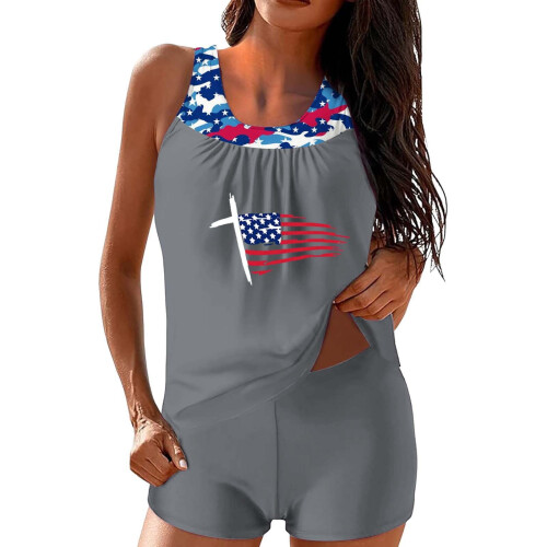 Dames tankini set met Amerikaanse vlag, 2-delig