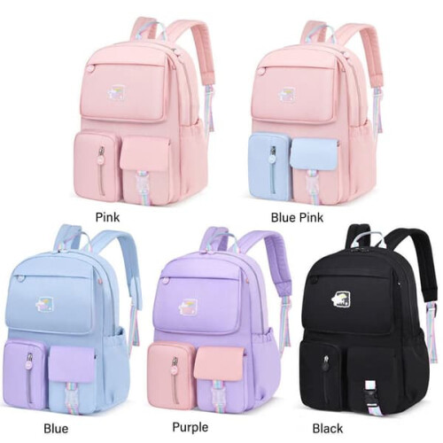 Mochila escolar impermeável roxa para crianças 1